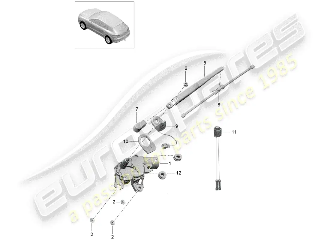 porsche 2014 (macan) rear window wiper parts diagram