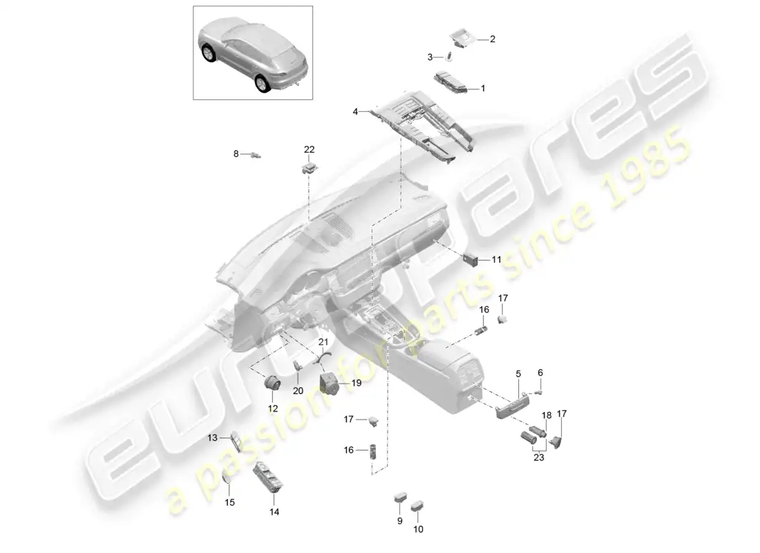 porsche 2014 (macan) switch control panel air conditioning parts diagram