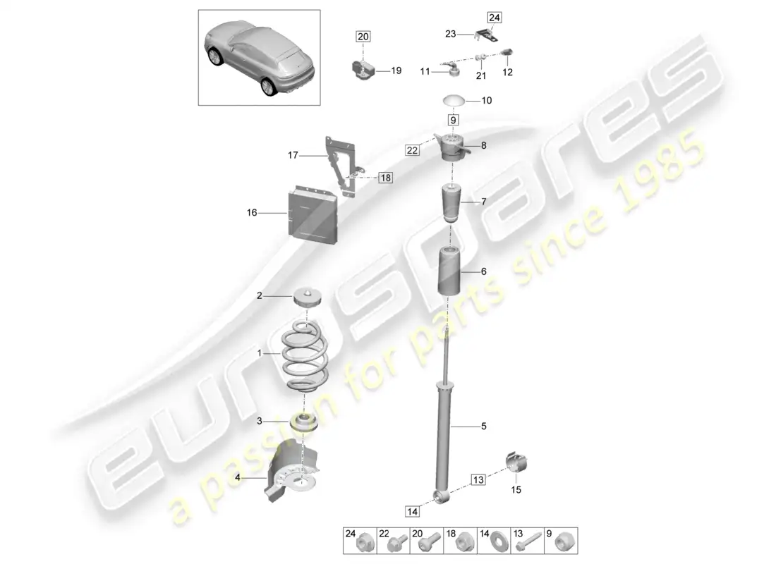 porsche 2020 (macan) steel spring suspension gts parts diagram