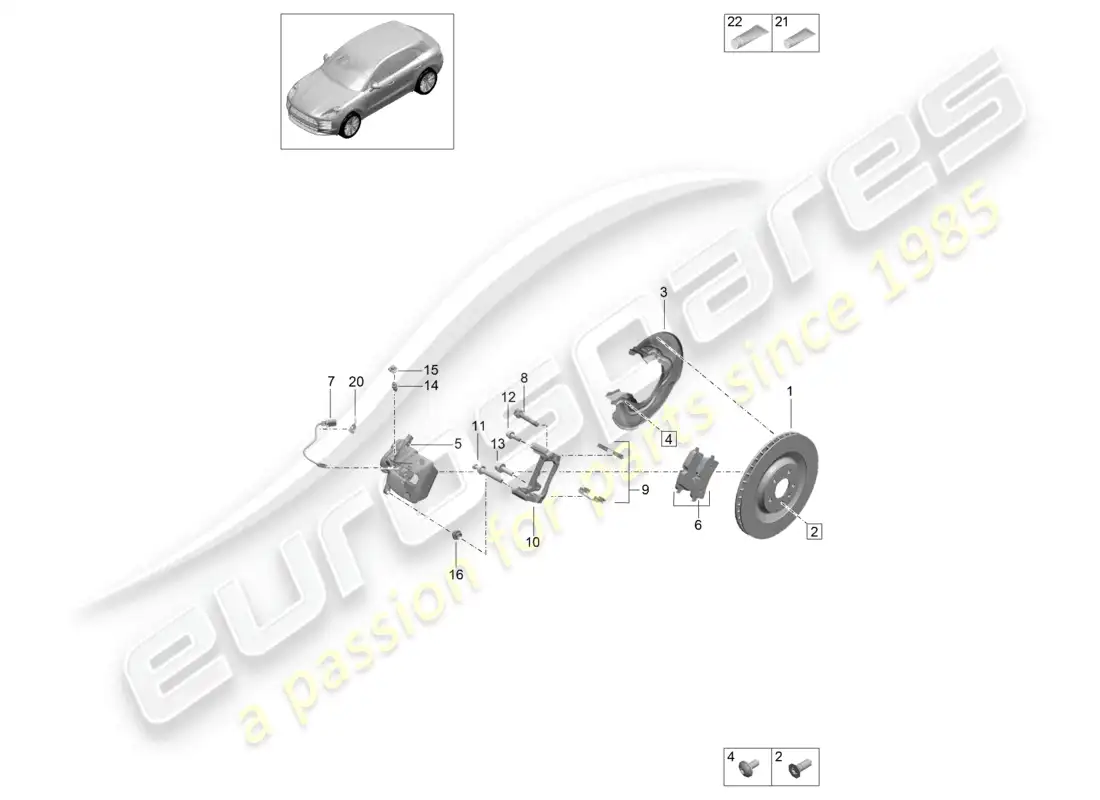 porsche 2020 (macan) disc brake basic rear axle black d - mj 2022>> parts diagram