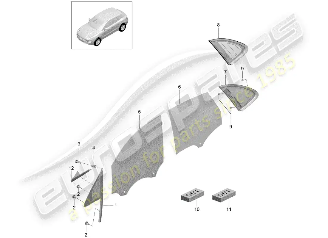 porsche 2014 (macan) side window side d >>- mj 2016 parts diagram