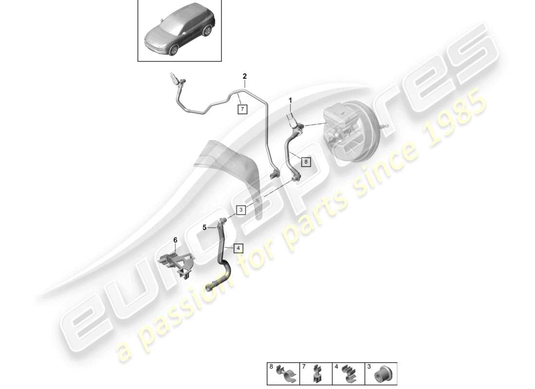 porsche 2022 (cayenne e3 9ya/9yb) vacuum line part diagram