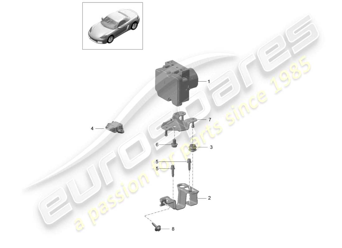porsche 2022 (718 boxster) hydraulic unit anti-locking brake syst. -abs- parts diagram