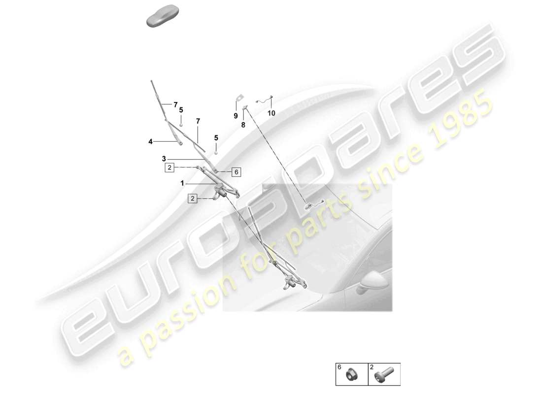 porsche 2025 (macan-e) windscreen wiper system, compl rain sensor part diagram