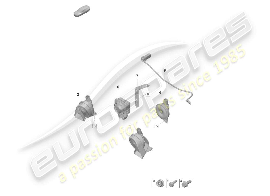 porsche 2023 (panamera 971-2) fanfare signal horn alarm horn parts diagram
