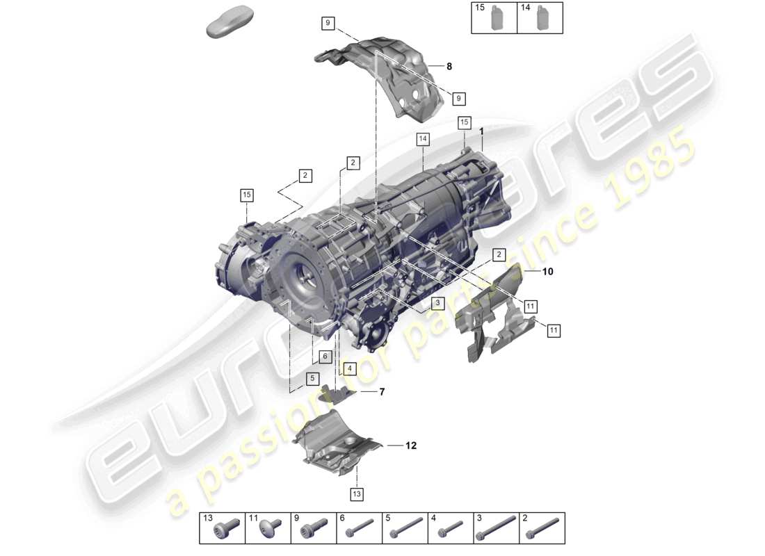 porsche 2025 (cayenne e3 pa) 8-speed automatic gearbox for four-wheel drive mounting parts for engine and transmission part diagram
