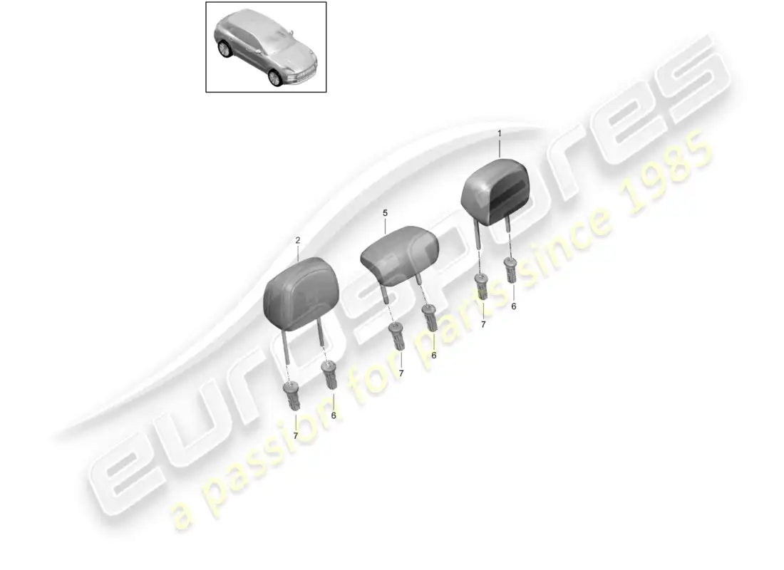 porsche 2020 (macan) head restraint back seat parts diagram