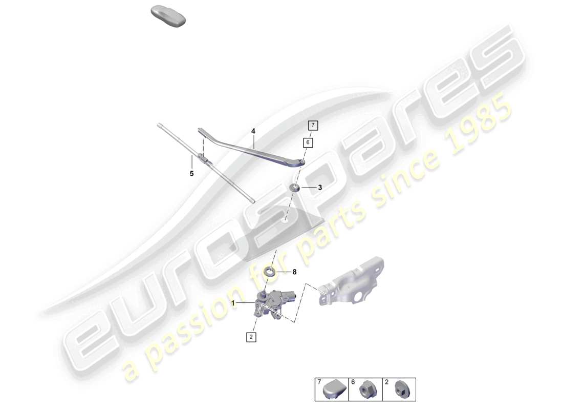 porsche 2022 (992-1 turbo / s) rear window wiper parts diagram