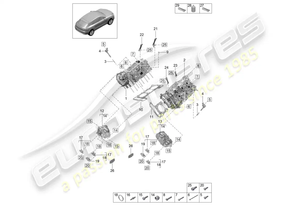 porsche 2020 (macan) cylinder head parts diagram