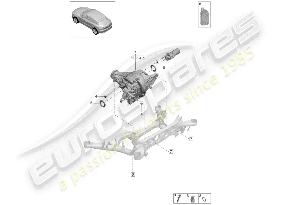 porsche 2020 (macan) rear axle differential parts diagram