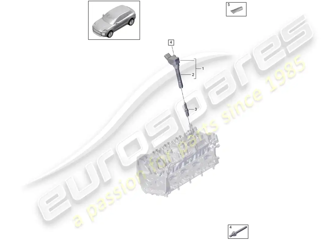 porsche 2020 (macan) cylinder head ignition coil parts diagram