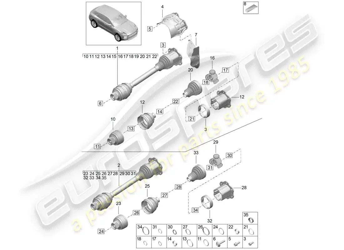 porsche 2020 (macan) drive shaft parts diagram
