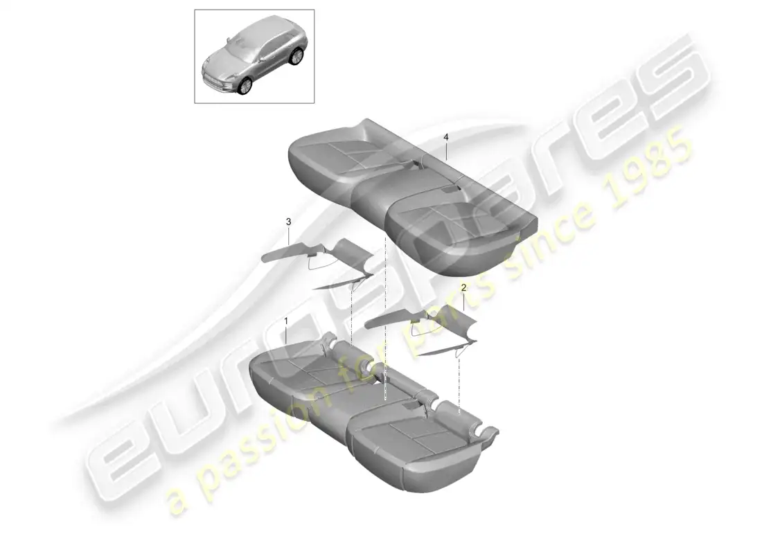 porsche 2020 (macan) foam part seat covers standard seat comfort seat parts diagram
