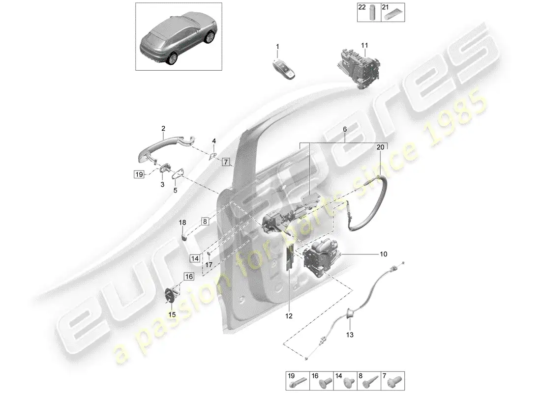 porsche 2020 (macan) door handles front door lock parts diagram