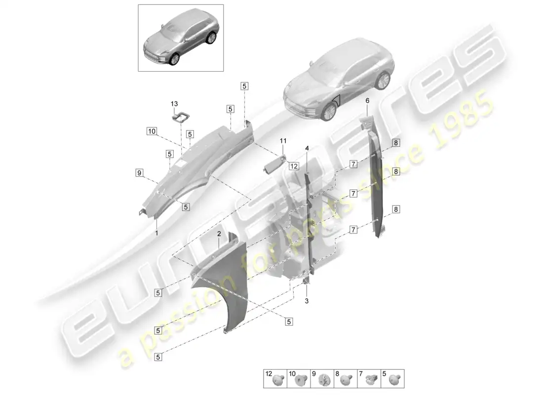 porsche 2020 (macan) wing front parts diagram