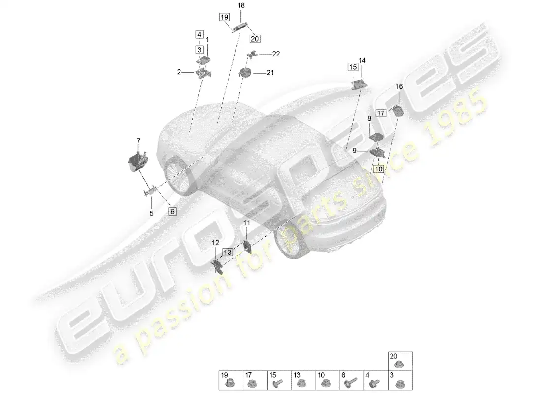 porsche 2020 (macan) control units front end parts diagram