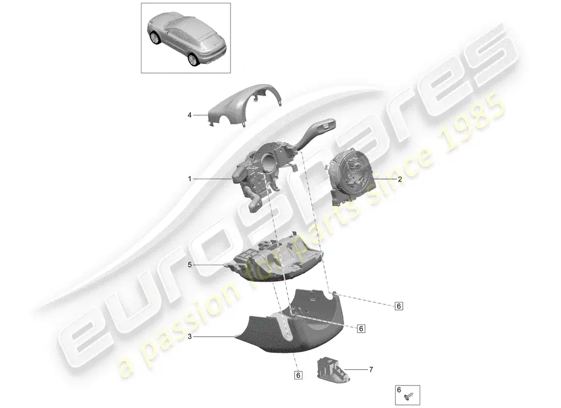 porsche 2020 (macan) steering column switch parts diagram