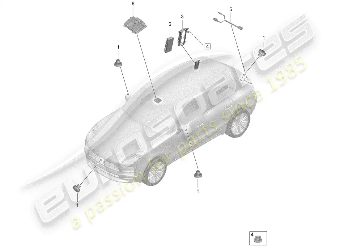 porsche 2020 (macan) reversing camera real top view driver assistance system parts diagram