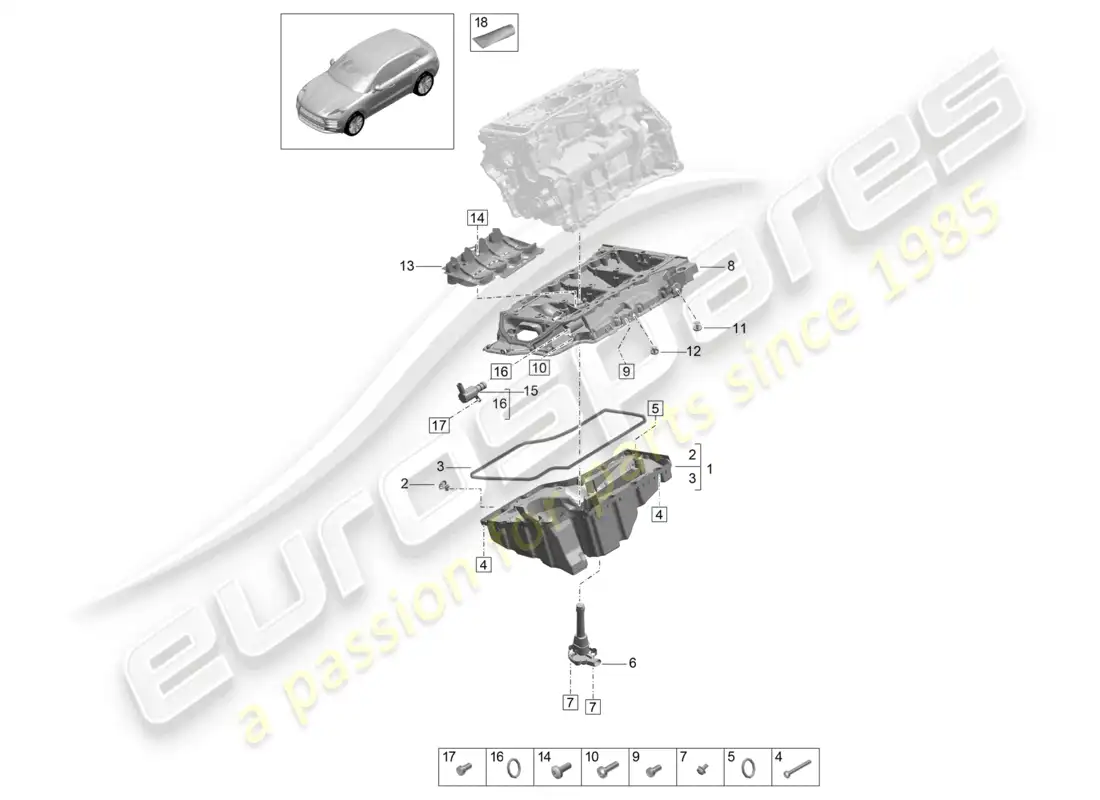 porsche 2020 (macan) oil-conducting housing oil sump parts diagram
