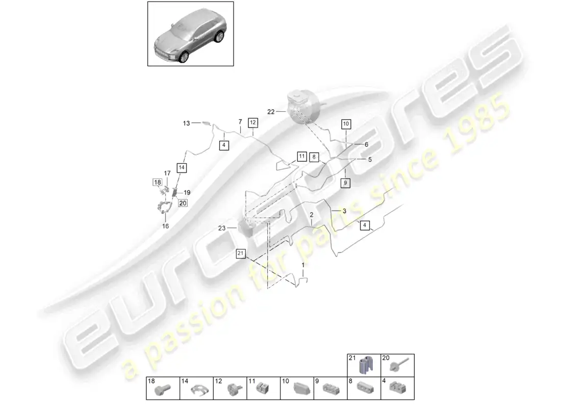 porsche 2020 (macan) brake line front front end parts diagram