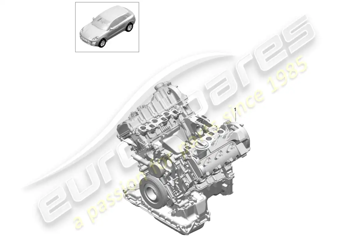 porsche 2014 (macan) base engine comprising: valve cover cylinder head cylinder block with pistons, crankshaft and bearings oil sump parts diagram