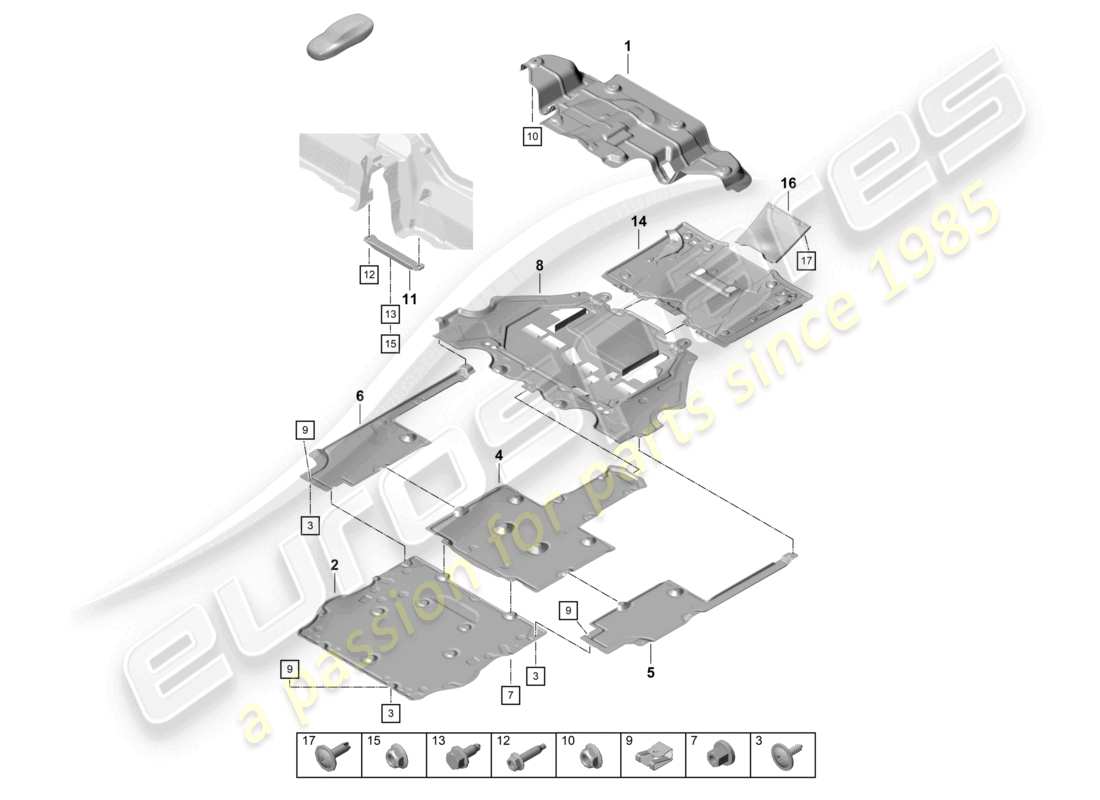 porsche 2026 (718 cayman gt4) underbody trim rear diffuser part diagram