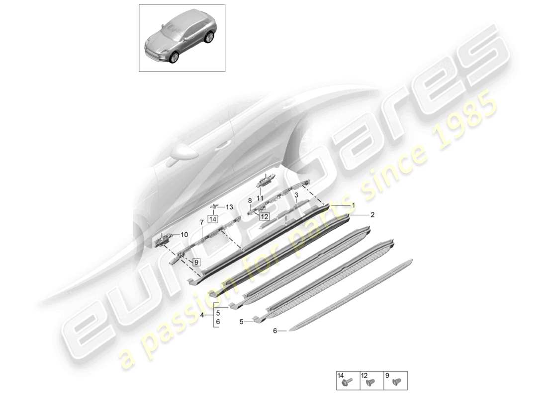 porsche 2025 (macan) side member trim accessories sill part diagram