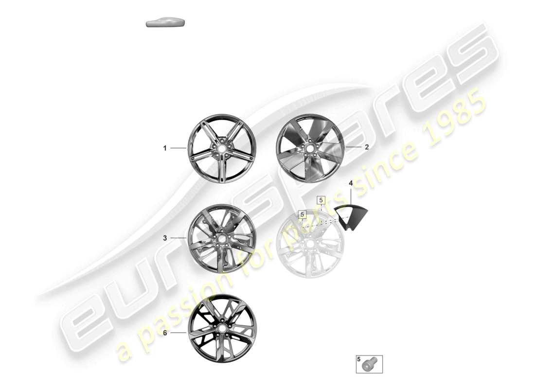 porsche 2022 (taycan 9j1-1) alloy wheel 21 part diagram