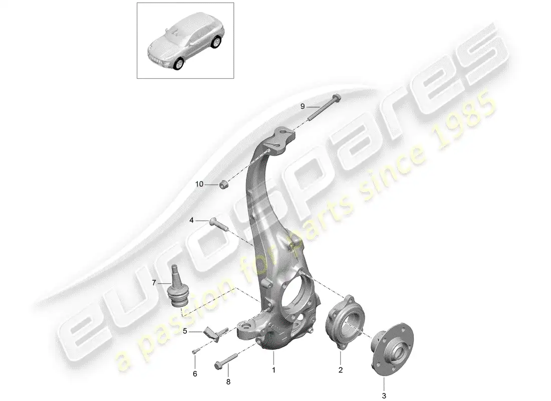 porsche 2014 (macan) swivel mounting wheel hub parts diagram
