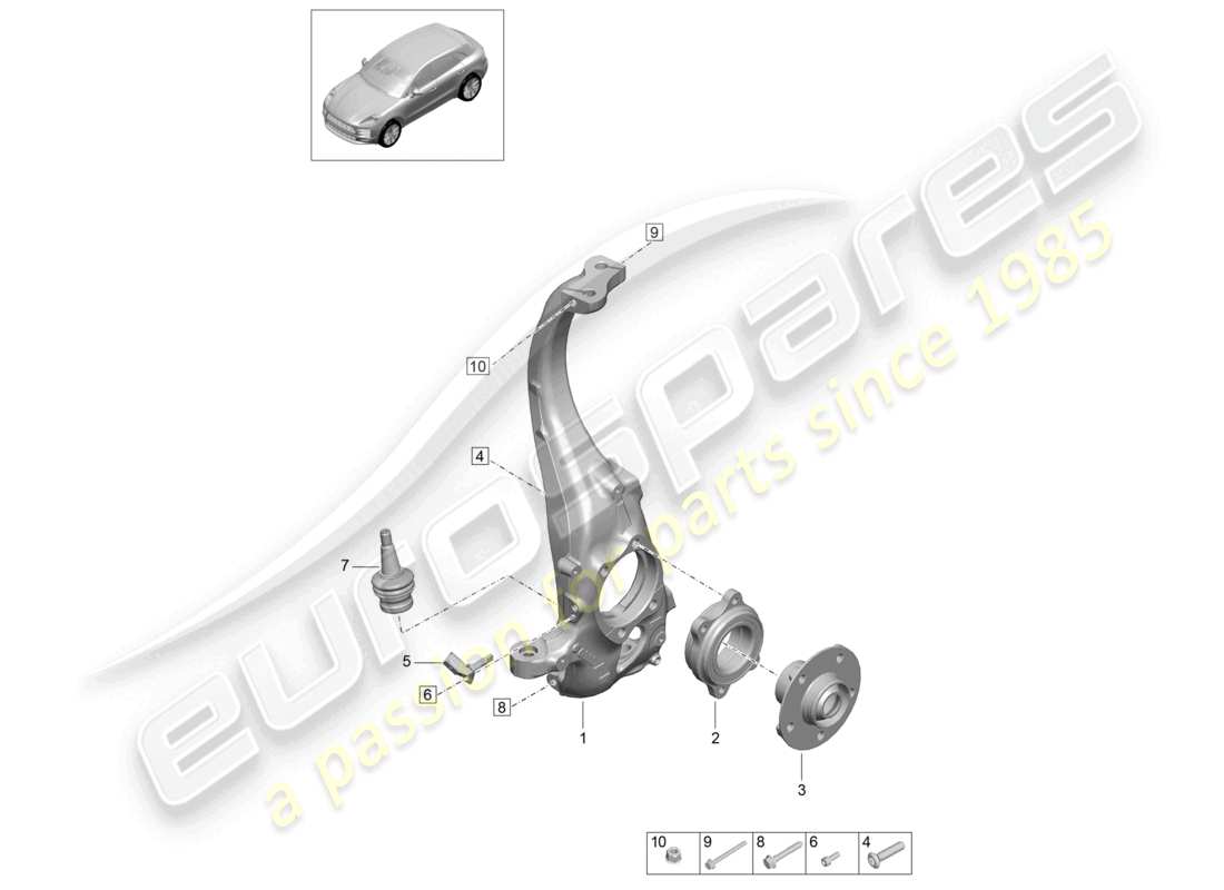 porsche 2026 (macan) swivel mounting wheel hub part diagram