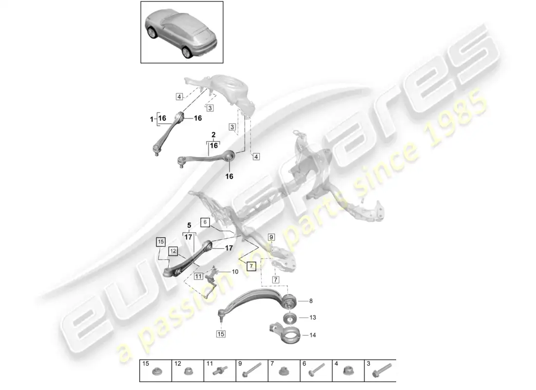 porsche 2020 (macan) wishbone guide level sensor parts diagram