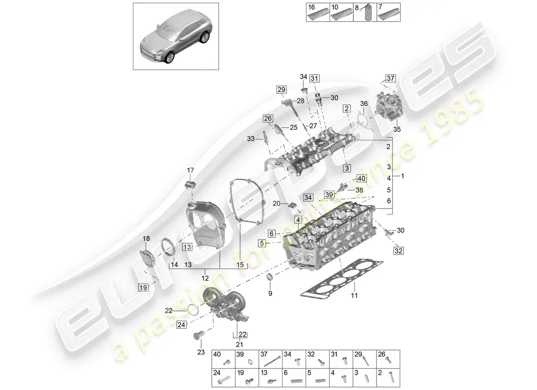 porsche 2020 (macan) cylinder head parts diagram