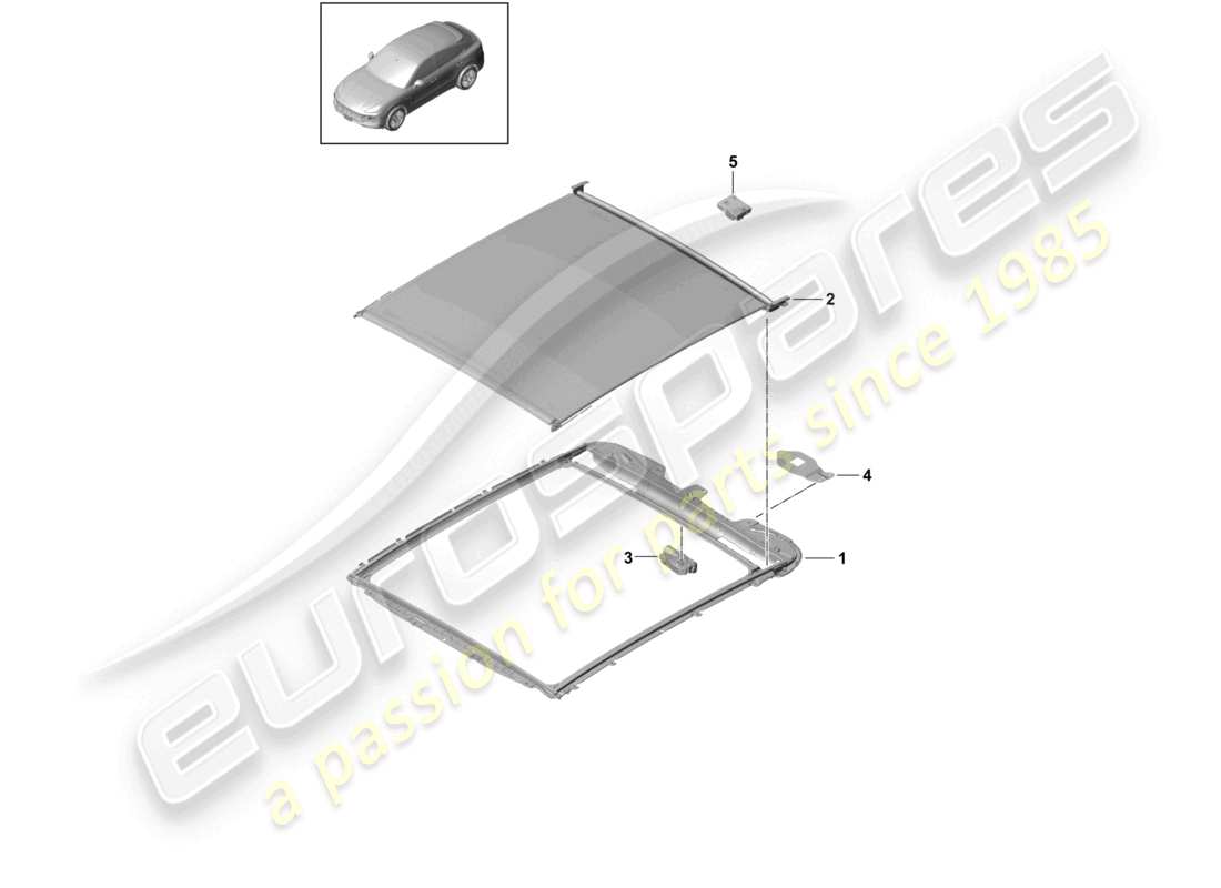 porsche 2022 (cayenne e3 9ya/9yb) glass roof part diagram