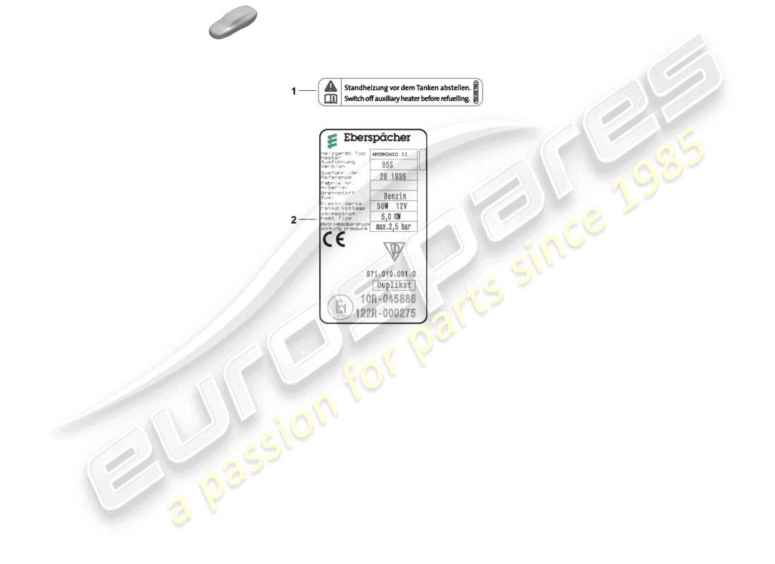 porsche 2025 (panamera 976) signs/notices auxiliary heater parts diagram