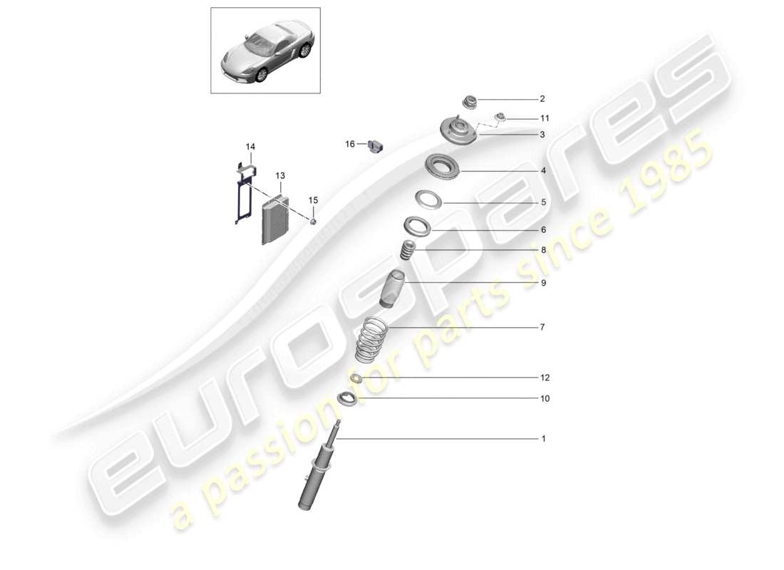 porsche 2025 (718 boxster) suspension shock absorbers part diagram
