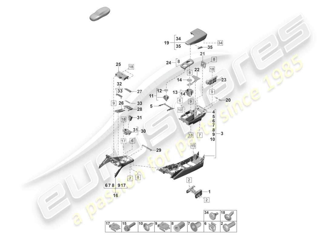 porsche 2023 (panamera 971-2) centre console parts diagram