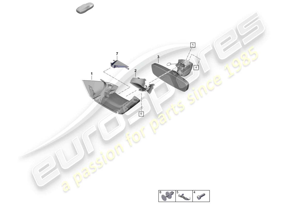 porsche 2025 (panamera 976) interior mirror accessories parts diagram