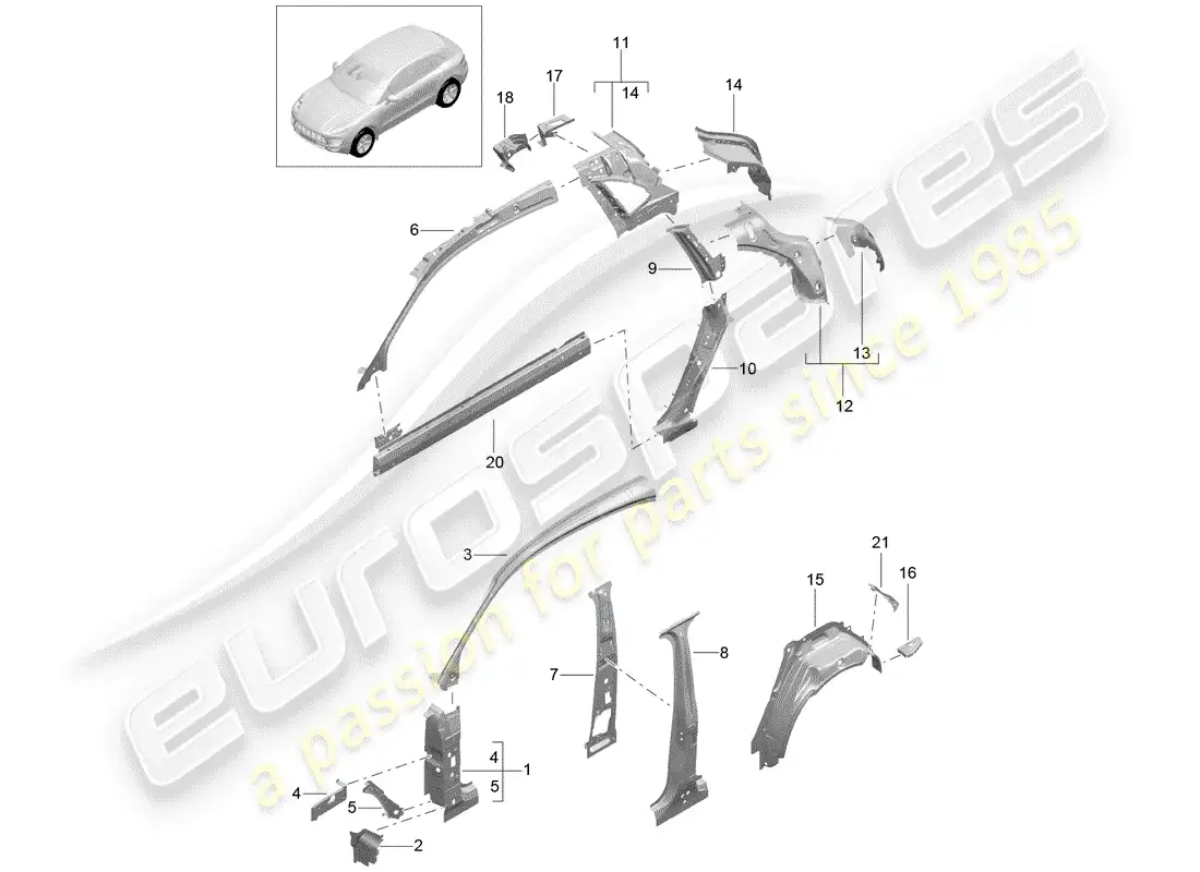 porsche 2014 (macan) side part inner parts diagram