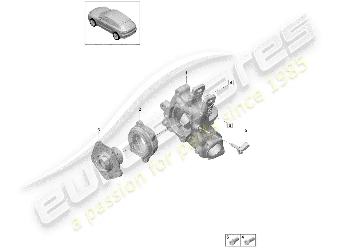 porsche 2020 (macan) wheel carrier wheel hub parts diagram