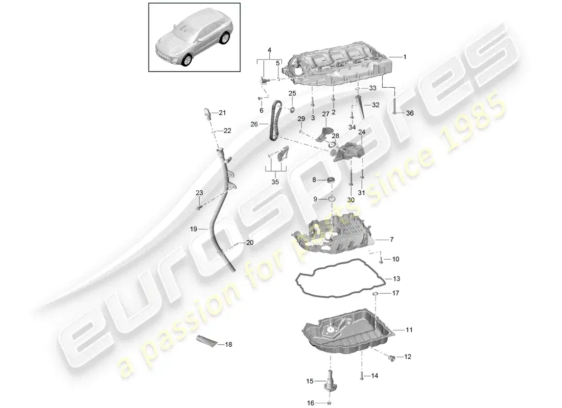 porsche 2014 (macan) intake manifold oil sump oil pump parts diagram