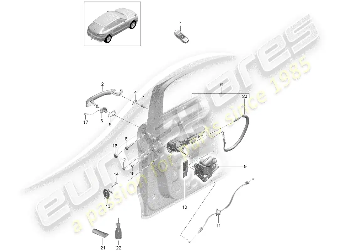 porsche 2014 (macan) door handles front door lock parts diagram