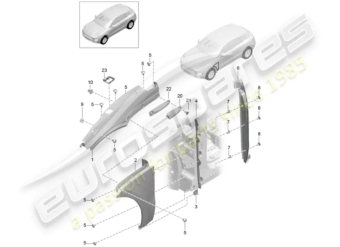 porsche 2014 (macan) wing parts diagram
