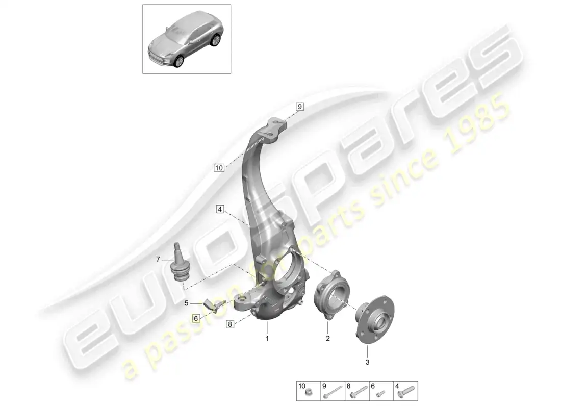 porsche 2020 (macan) swivel mounting wheel hub parts diagram