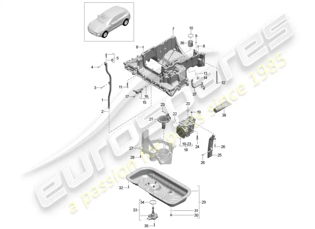 porsche 2014 (macan) oil-conducting housing oil pump vacuum pump oil sump parts diagram