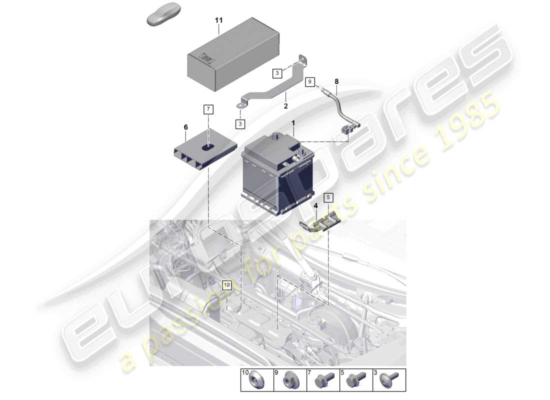porsche 2026 (992-2 gt3) battery parts diagram
