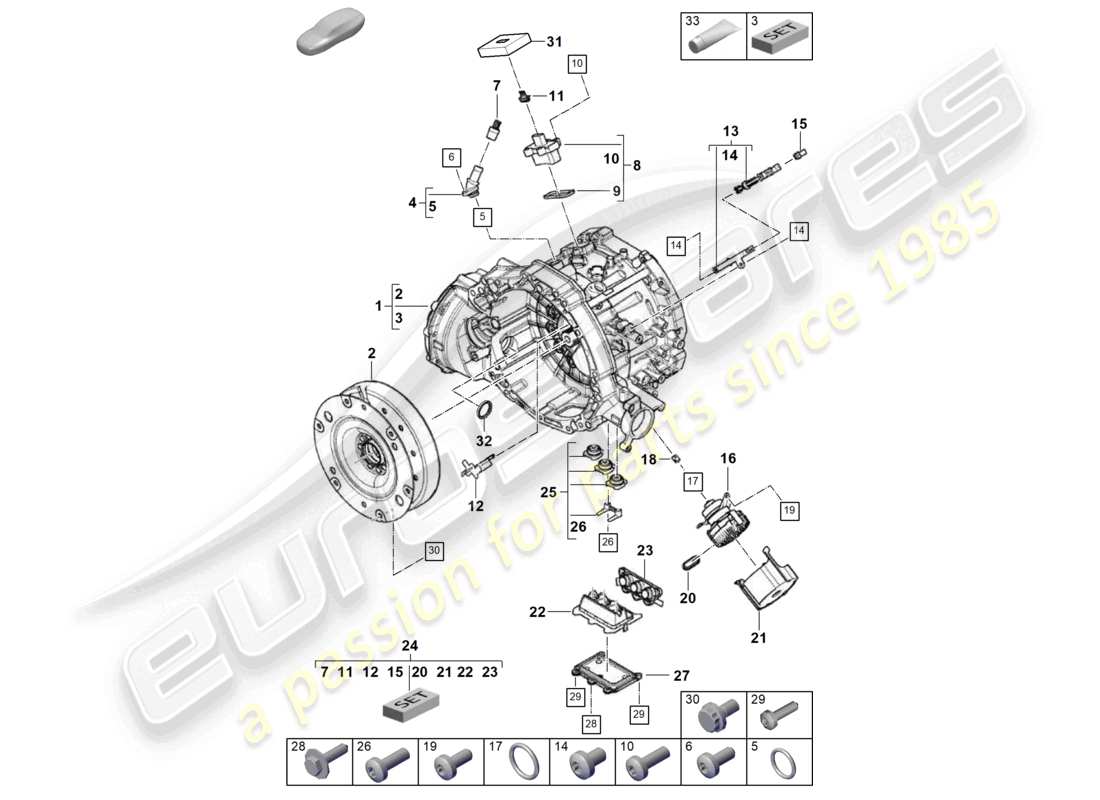 porsche 2023 (cayenne e3 pa) traction motor for elec. drive for vehicles with hybrid drive part diagram