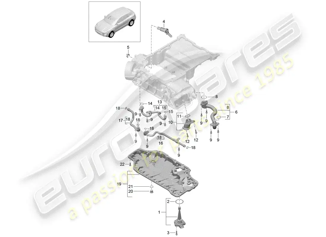 porsche 2014 (macan) intake manifold oil sump parts diagram