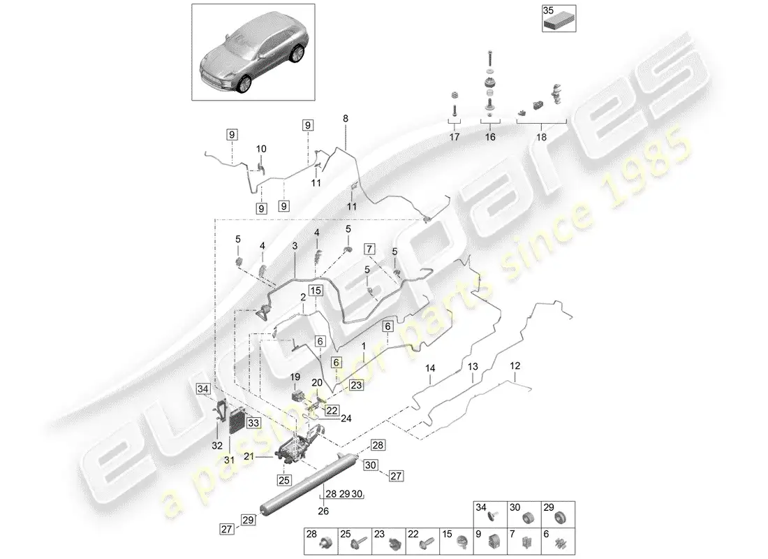 porsche 2020 (macan) adaptive suspension air supply parts diagram