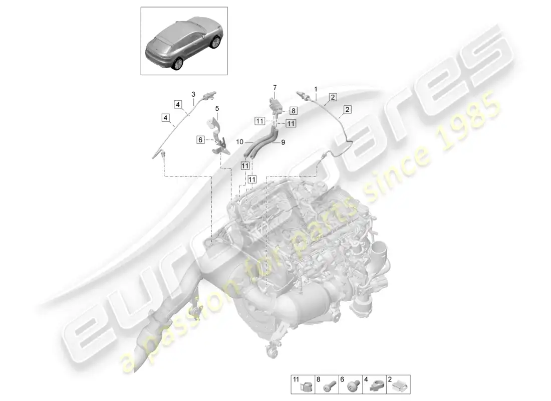 porsche 2020 (macan) pressure difference sender exhaust gas temperature sender for vehicles with a petrol particulate filter parts diagram