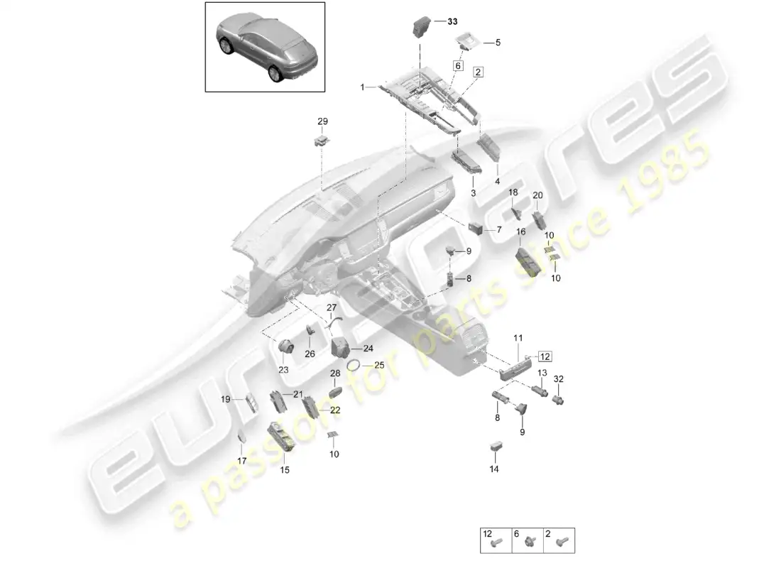 porsche 2020 (macan) switch parts diagram